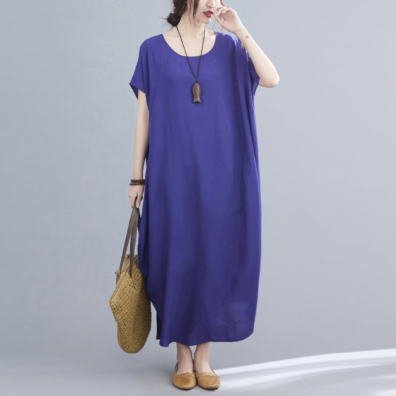 Summer Simple Design Long Cozy Dresses-Dresses-Navy Blue-One Size (45-75KG)-Free Shipping Leatheretro