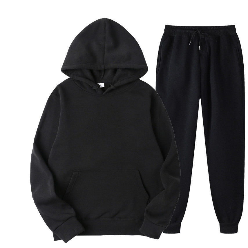 Casual Pullover Hoodies and Sports Pants Sets for Women and Men-Suits-Black-S-Free Shipping Leatheretro