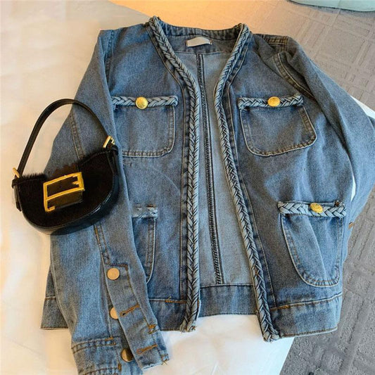 Fashion Long Sleeves Denim Fall Cardigans-Shirts & Tops-Denim Blue-S-Free Shipping Leatheretro