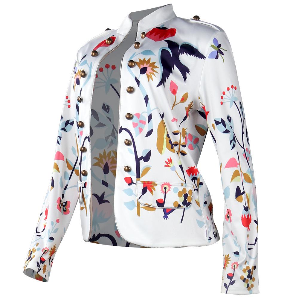 Classy Fashion Floral Print Carfigan Top Coats-Women Outerwear-White-S-Free Shipping Leatheretro