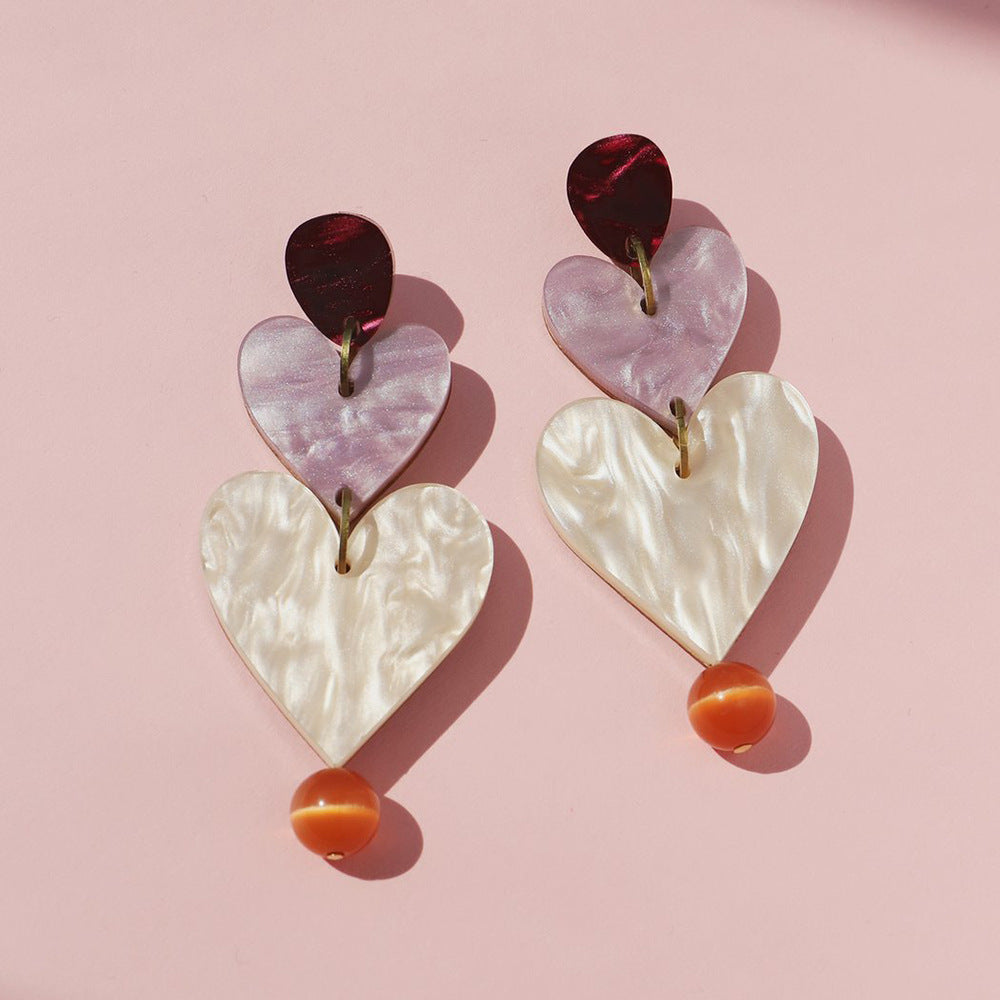 Vintage Acrylic Sweetheart Design Earrings for Women-Earrings-The same as picture-Free Shipping Leatheretro
