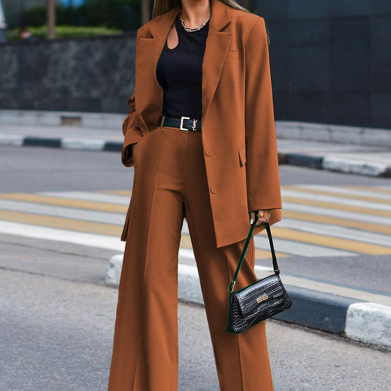 Fashion Two Pieces Long Sleeves Women Outfits-Outfit Sets-Coffee-S-Free Shipping Leatheretro