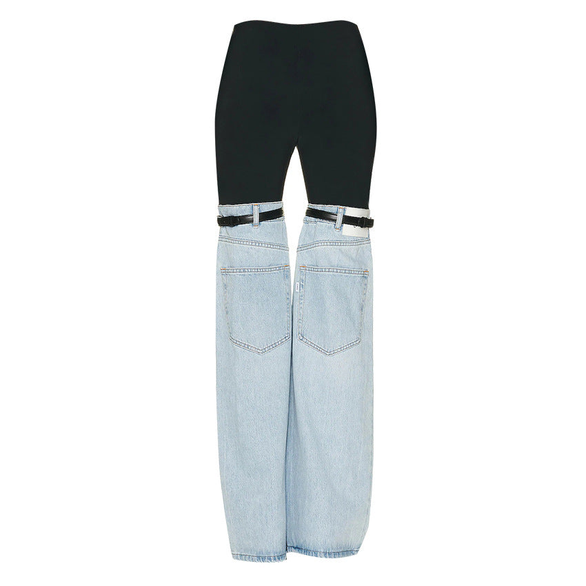 Designed High Waist Denim Wide Legs Pants-Pants-The same as picture-S-Free Shipping Leatheretro