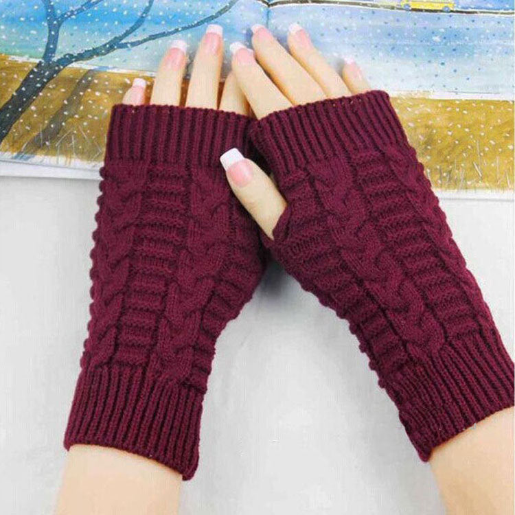 2 Pairs/Set Winter Knitted Gloves Keep Warm for Women-Gloves & Mittens-Wine Red-One Size-Free Shipping Leatheretro