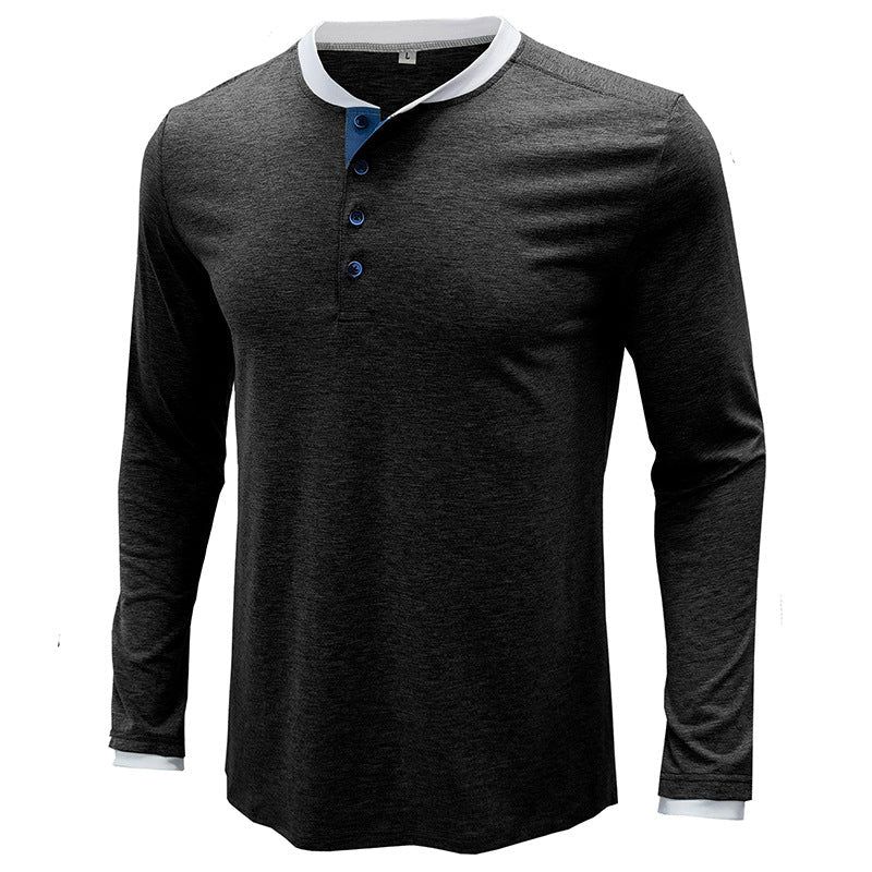 Leisure Fall Long Sleeves T Shirts for Men-Shirts & Tops-Dark Gray-S-Free Shipping Leatheretro