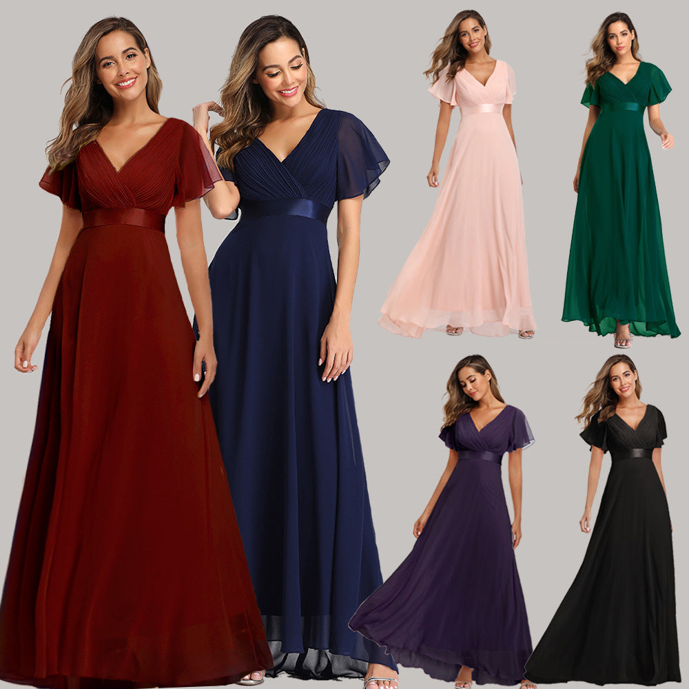Elegant Chiffon Plus Sizes Bridesmaid Dresses-Dresses-Wine Red-S-Free Shipping Leatheretro
