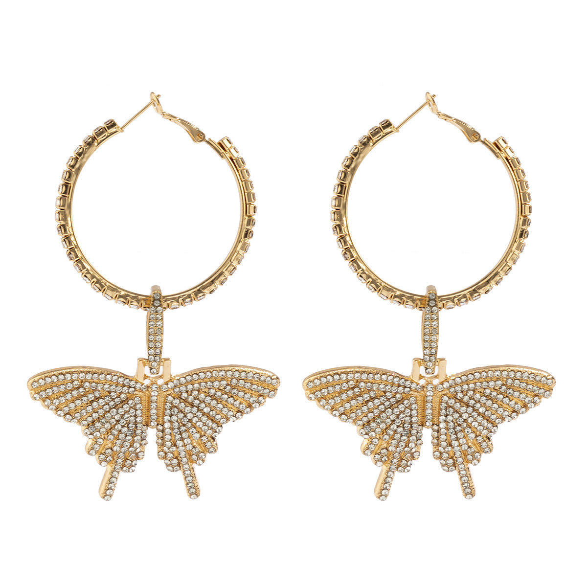 Fashion Butterfly Designed Hoop Earring for Women-Earrings-Golden-Free Shipping Leatheretro