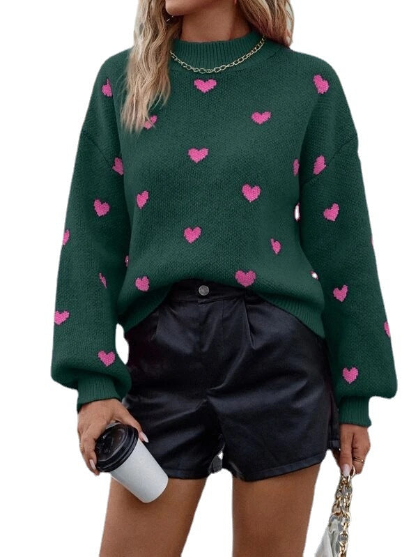 Casual Sweetheart Print Pullover Sweaters-Black-S-Free Shipping Leatheretro