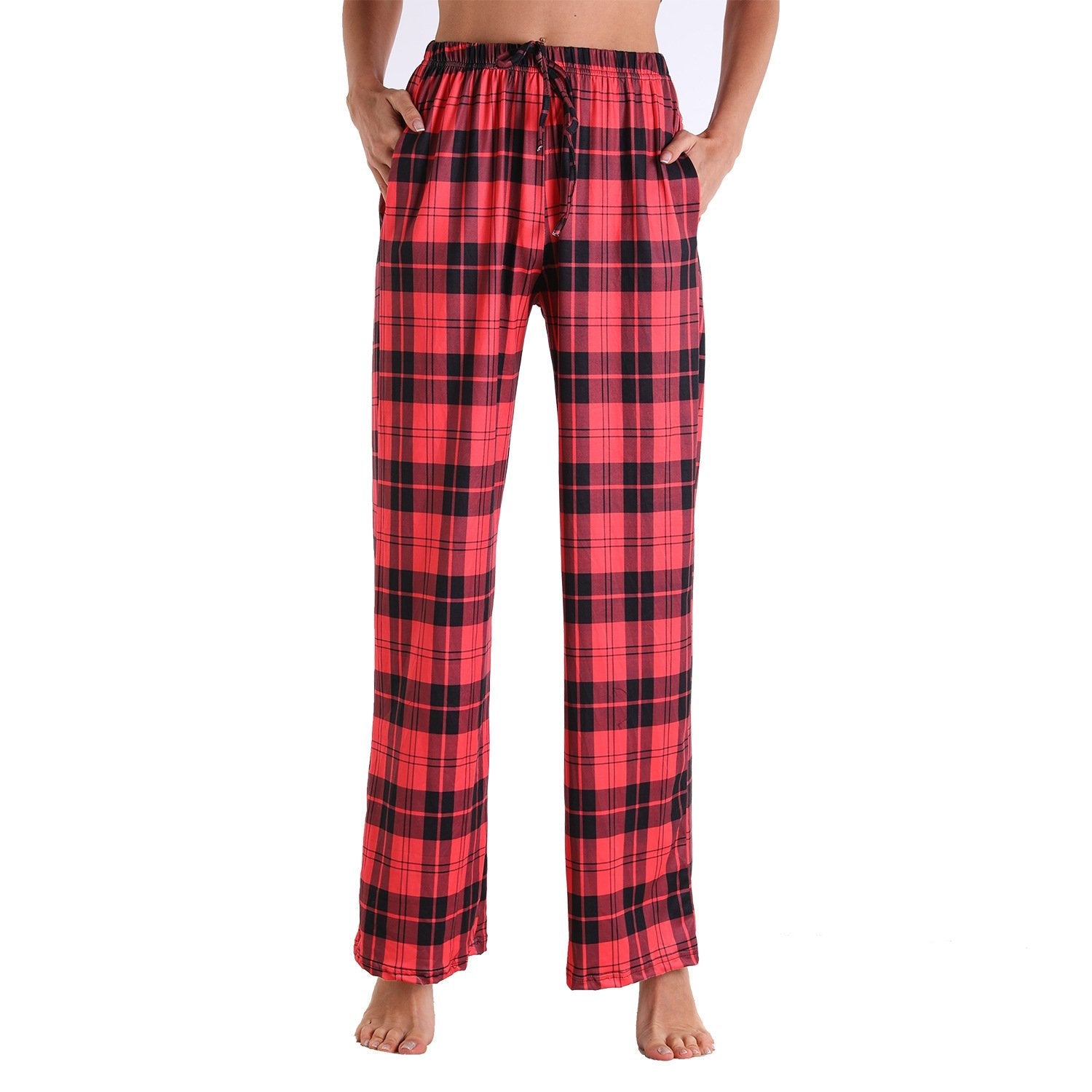 Causal Plaid Women Pajamas Pants Elastic Cord-Pajamas-3011-S-Free Shipping Leatheretro