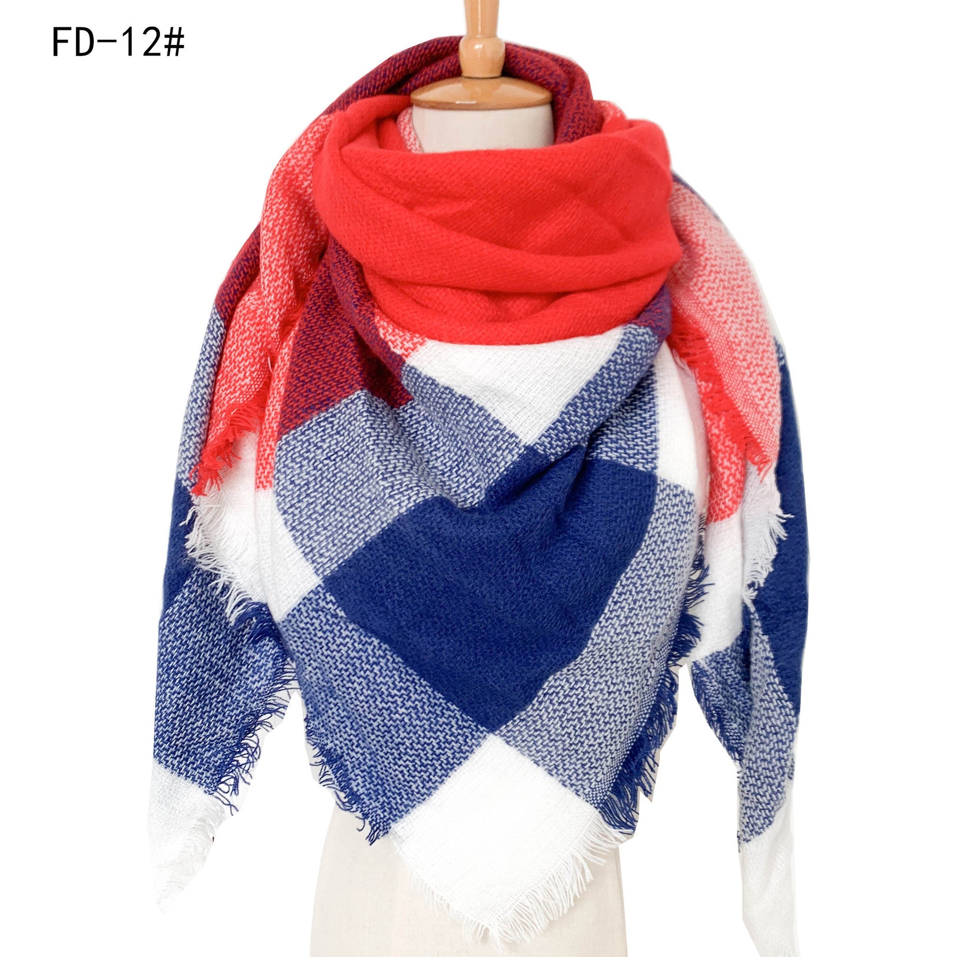 Winter Warm Plaid Scarves for Women-Scarves & Shawls-Red-140cm-Free Shipping Leatheretro
