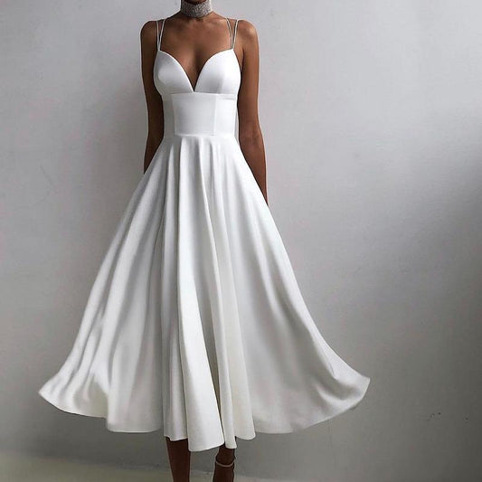Simple Classy High Waist Summer Dress-Maxi Dresses-White-S-Free Shipping Leatheretro