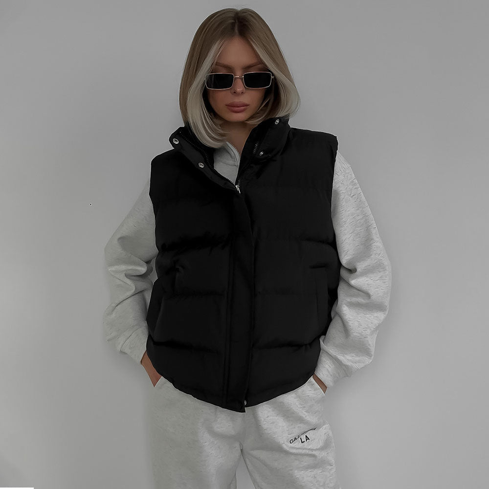 Fashion Women Sleeveless Cotton Jacket Coats-Coats & Jackets-White-S-Free Shipping Leatheretro