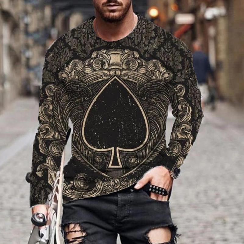 Casual Men Poke Design Long Sleeves T Shirts-Men's T Shirts-9-S-Free Shipping Leatheretro