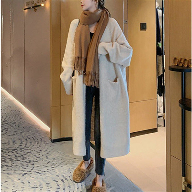 Casual Winter Long Knitted Coats for Girls-Outerwear-Ivoy-One Size-Free Shipping Leatheretro