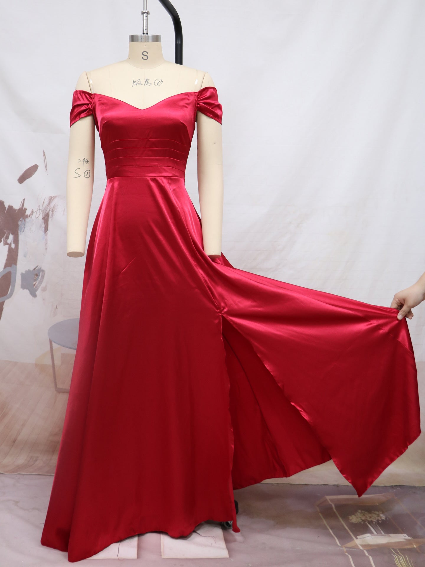 Sexy Off The Shoulder Bridesmaid Dresses-Dresses-Wine Red-S-Free Shipping Leatheretro