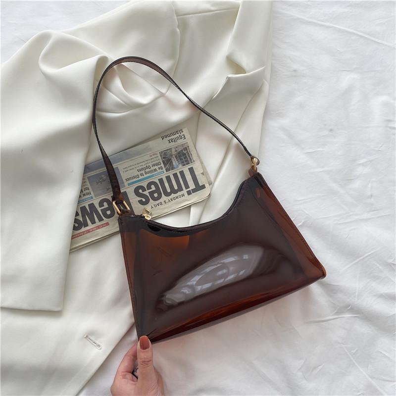 Fashion Summer Trasparent Jelly Handbags-Brown-Free Shipping Leatheretro
