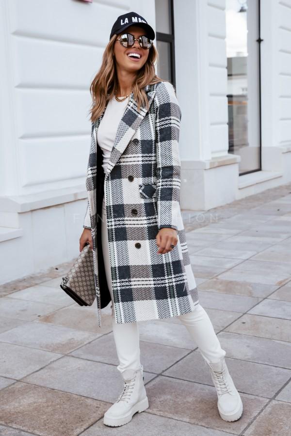 Fashion Women Plaid Woolen Overcoat for Winter-Gray-S-Free Shipping Leatheretro