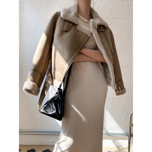 Casual Sherpa Winter Warm Coats for Women-Coats & Jackets-Khaki-XS-Free Shipping Leatheretro