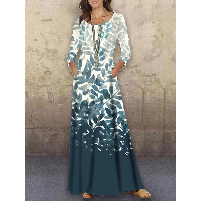 Elegant 3D Floral Print Summer Long Dresses-Dresses-3-S-Free Shipping Leatheretro