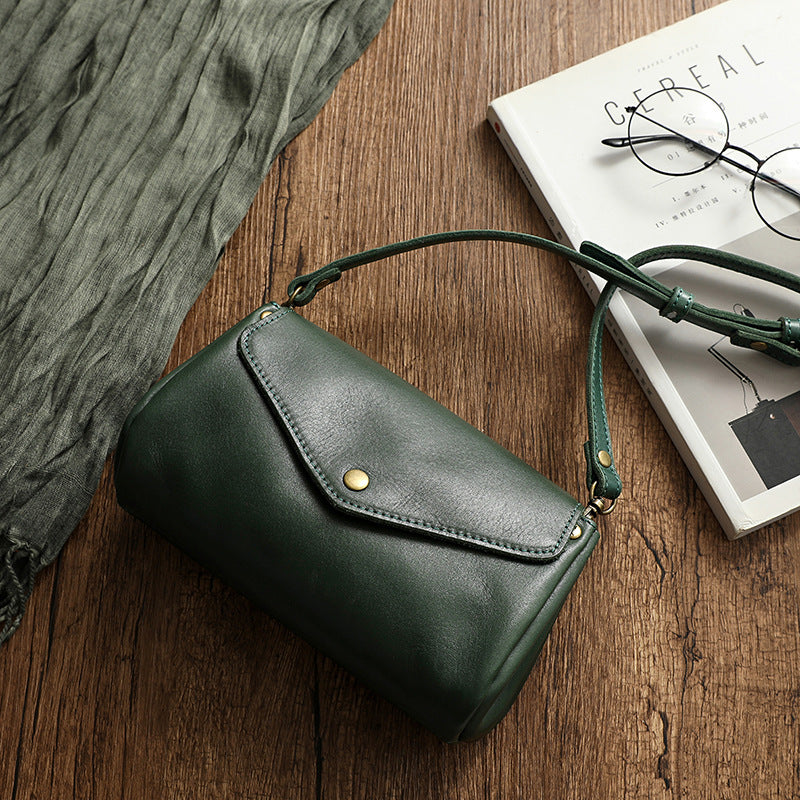 Vege Tanned Leather Small Bag for Women 21026-Green-Free Shipping Leatheretro