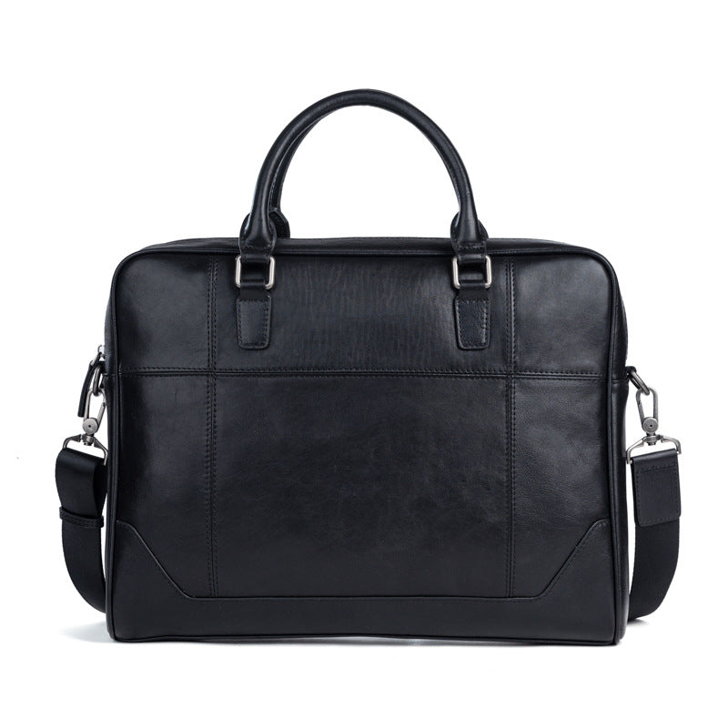 Vintage Genine Leather Businees Briefcase Laptop Bag 3555-Leather Briefcase-Black-Free Shipping Leatheretro