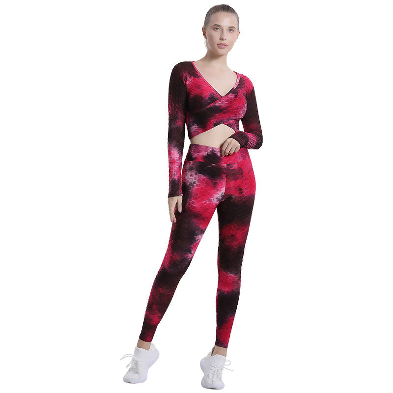 Sexy Dyed Yoga Gym Outfits for Women-Activewear-Rose Red-S-Free Shipping Leatheretro