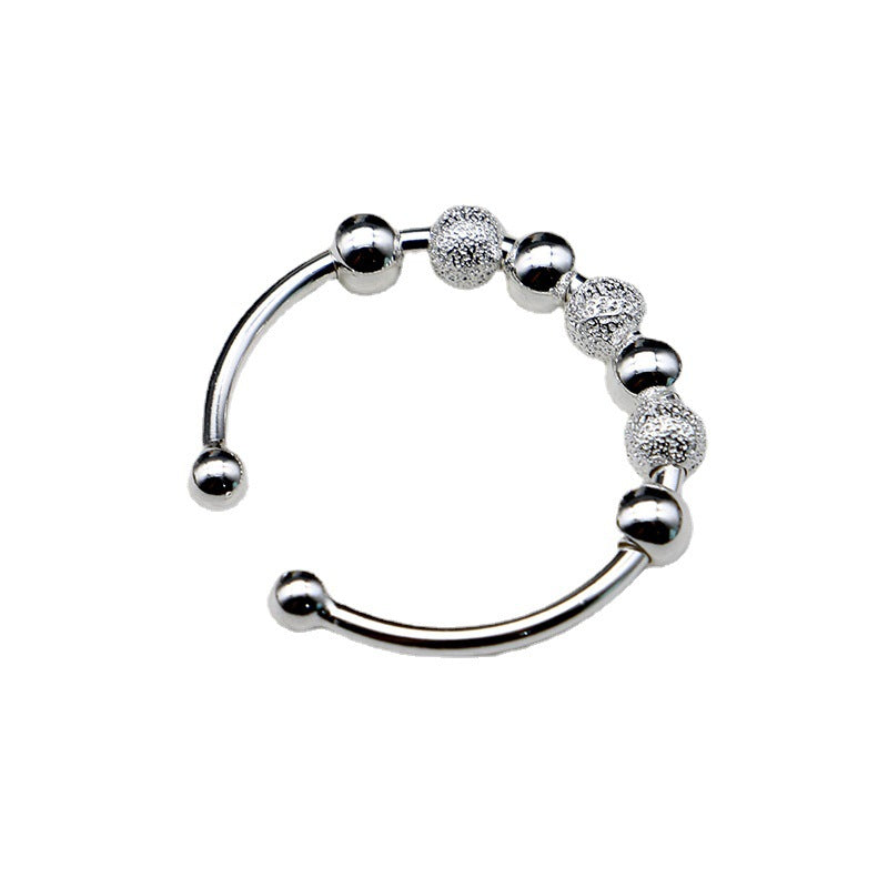 String Beads Design Rotatable Silver Rings for Women-Rings-Diameter-1.2mm-Open-end-Free Shipping Leatheretro