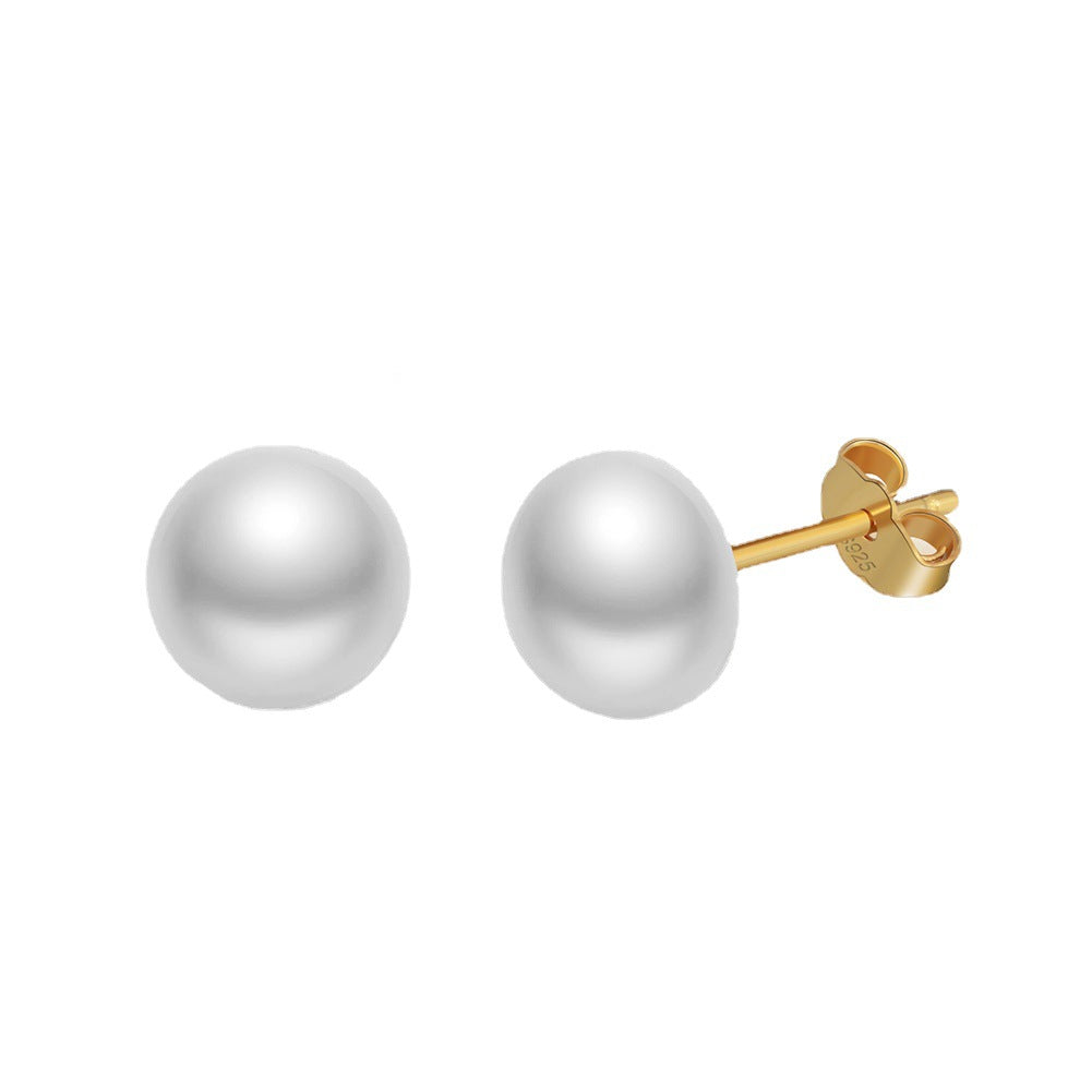 Fresh Water Pearl Sterling Silver Studs for Women-A-Free Shipping Leatheretro