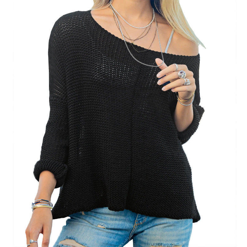 Fashion Fall Long Sleeves Pullover Knitted Sweaters-Shirts & Tops-Black-S-Free Shipping Leatheretro