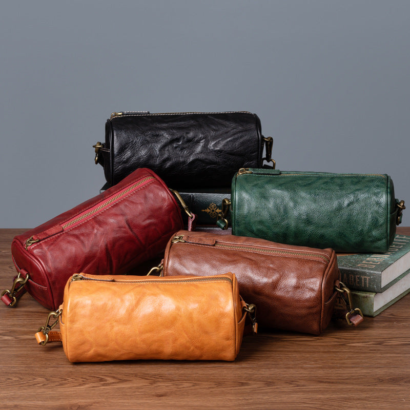 Vintage Leather Bucket Crossbody Bag for Women 2276-Leather Handbags for Women-Red-Free Shipping Leatheretro