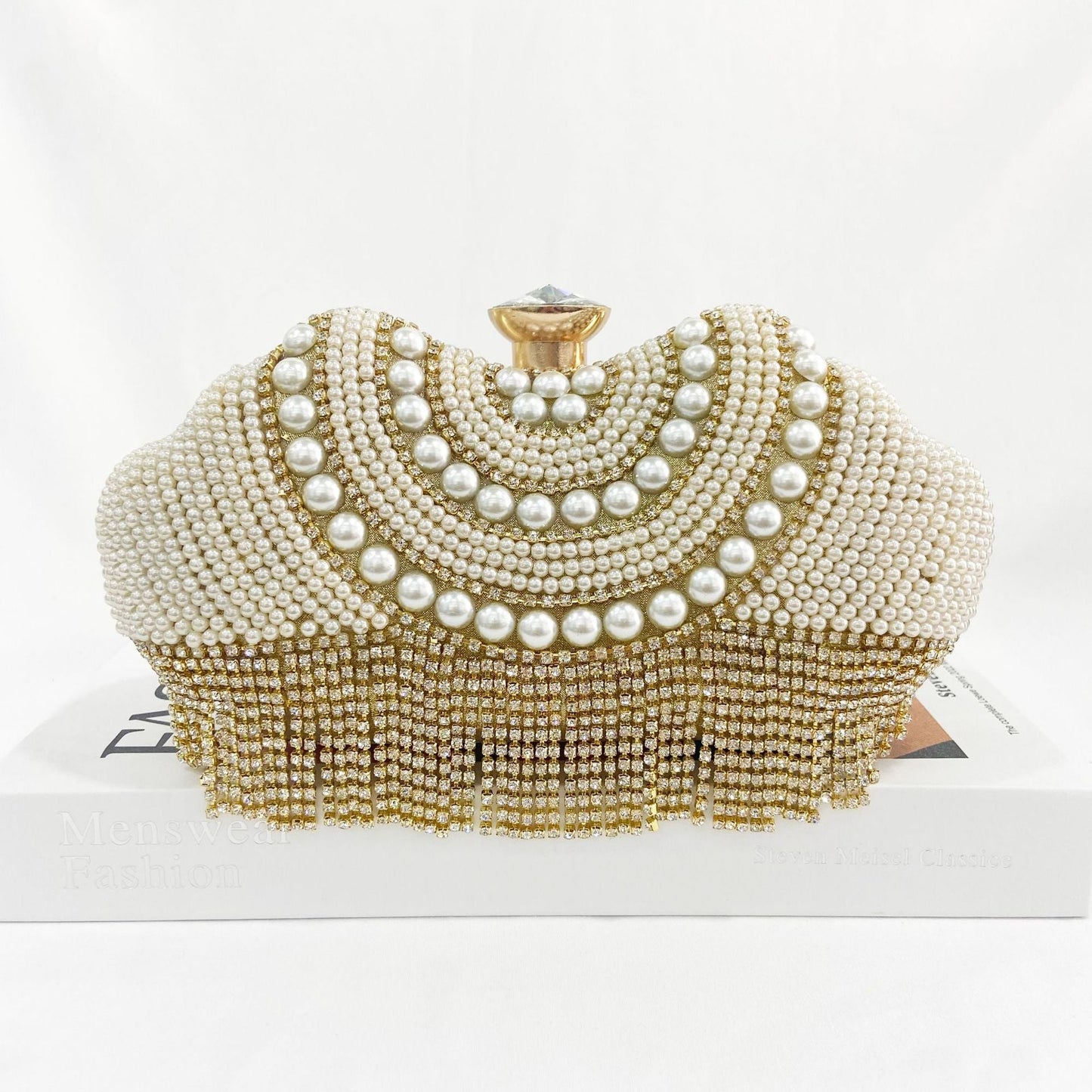 Women Tassels Design Jewelry Wedding Clutch Bags-Gold-Free Shipping Leatheretro