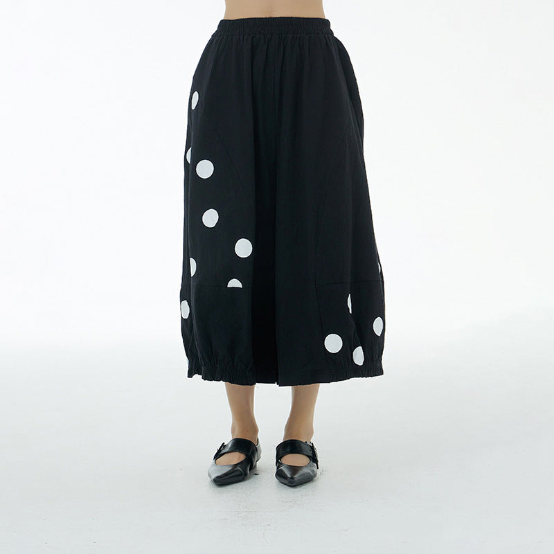 Designed Summer Plus Sizes Wide Legs Pants-Pants-Black-One Size-Free Shipping Leatheretro