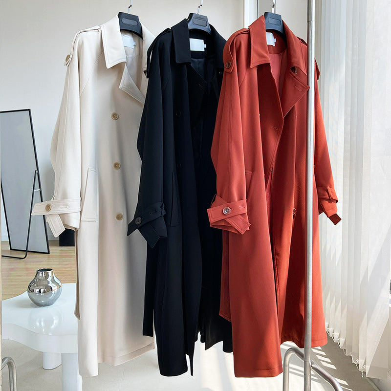 Fashion Loose Long Trench Coats for Women-Coats & Jackets-Black-S-Free Shipping Leatheretro