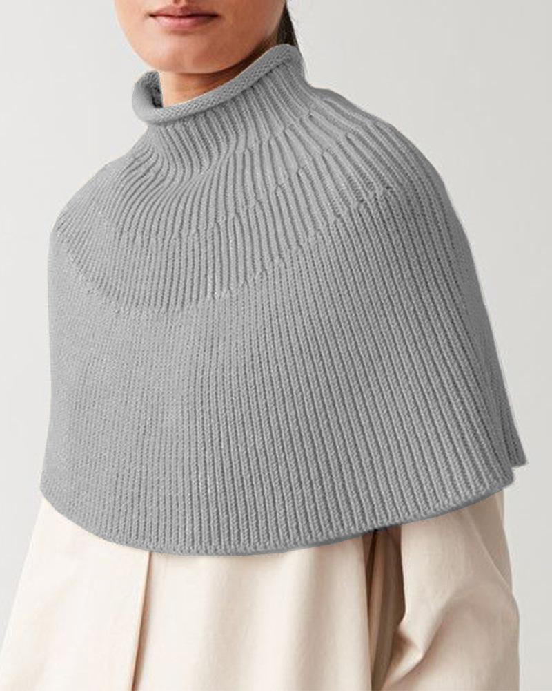 Women Designed High Neck Knitting Capes-Shirts & Tops-Gray-S-Free Shipping Leatheretro