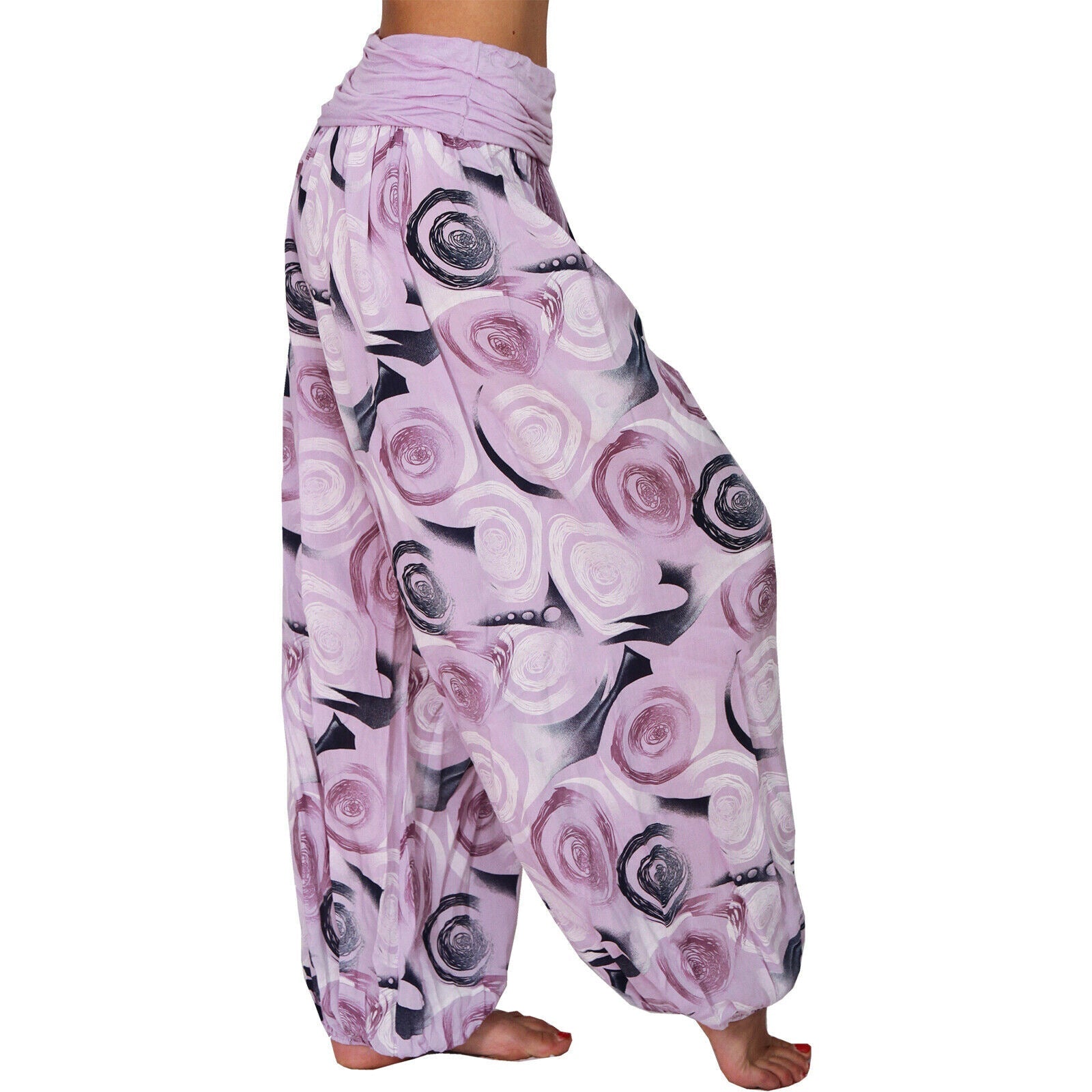 Casual Floral Print Women Harem Pants-Pants-Purple-S-Free Shipping Leatheretro