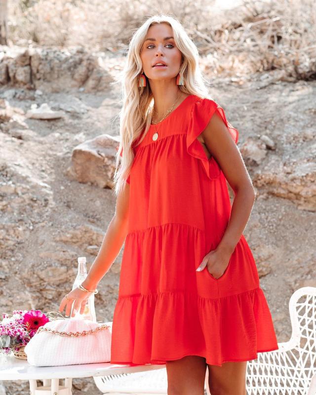 Summer Daily Sun Dresses-Dresses-Orange-S-Free Shipping Leatheretro
