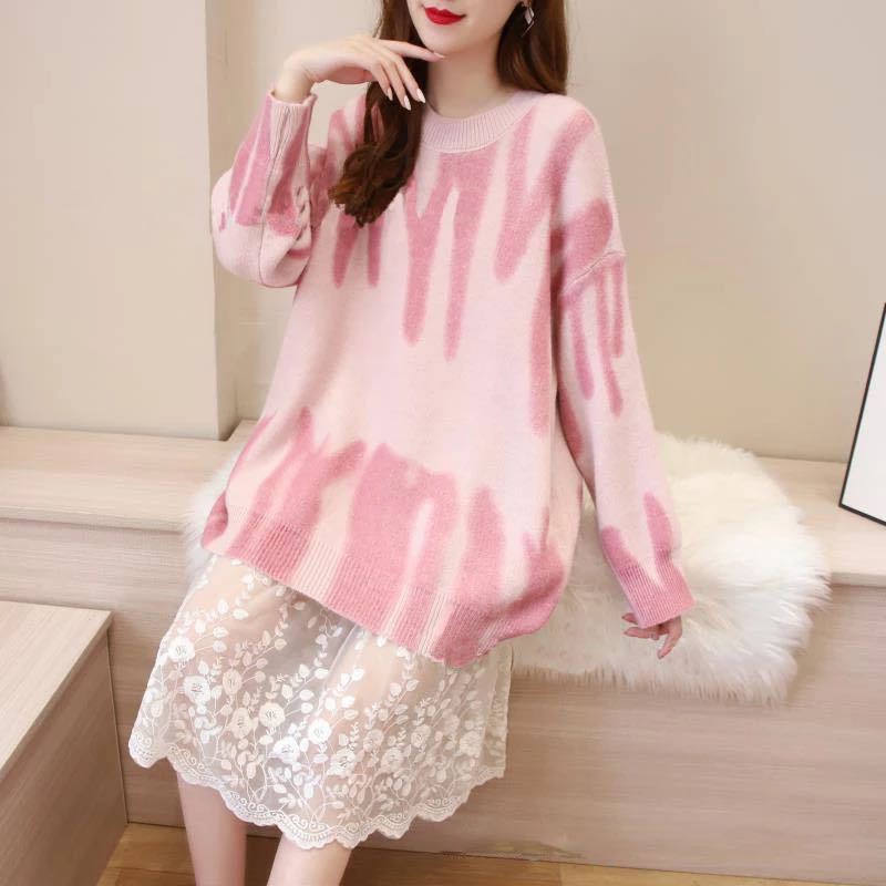 Casual Women Winter Pullover Knitted Sweaters-Shirts & Tops-Pink-One Size-Free Shipping Leatheretro