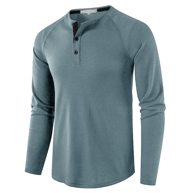 Fall Long Sleeves T Shirts for Men-Shirts & Tops-Light Blue-S-Free Shipping Leatheretro