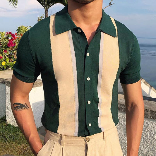 Green Summer Polo T Shirts for Men-Shirts & Tops-Green-S-Free Shipping Leatheretro