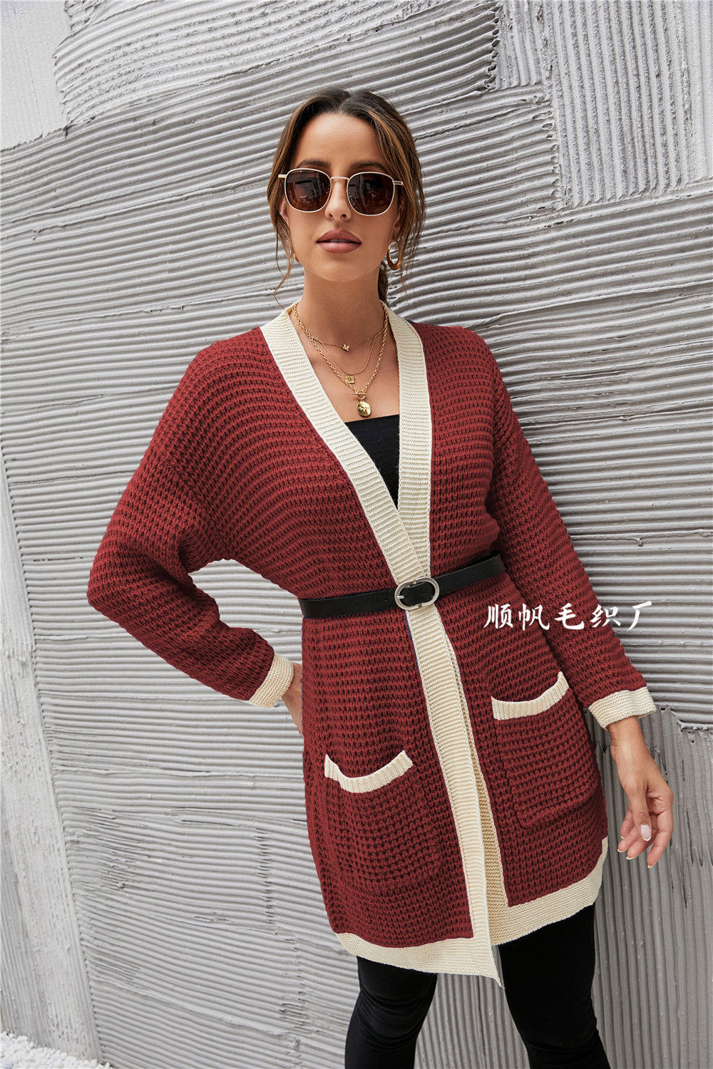 Casual Knitting Long Sleeves Women Overcoat-Shirts & Tops-Red-S-Free Shipping Leatheretro