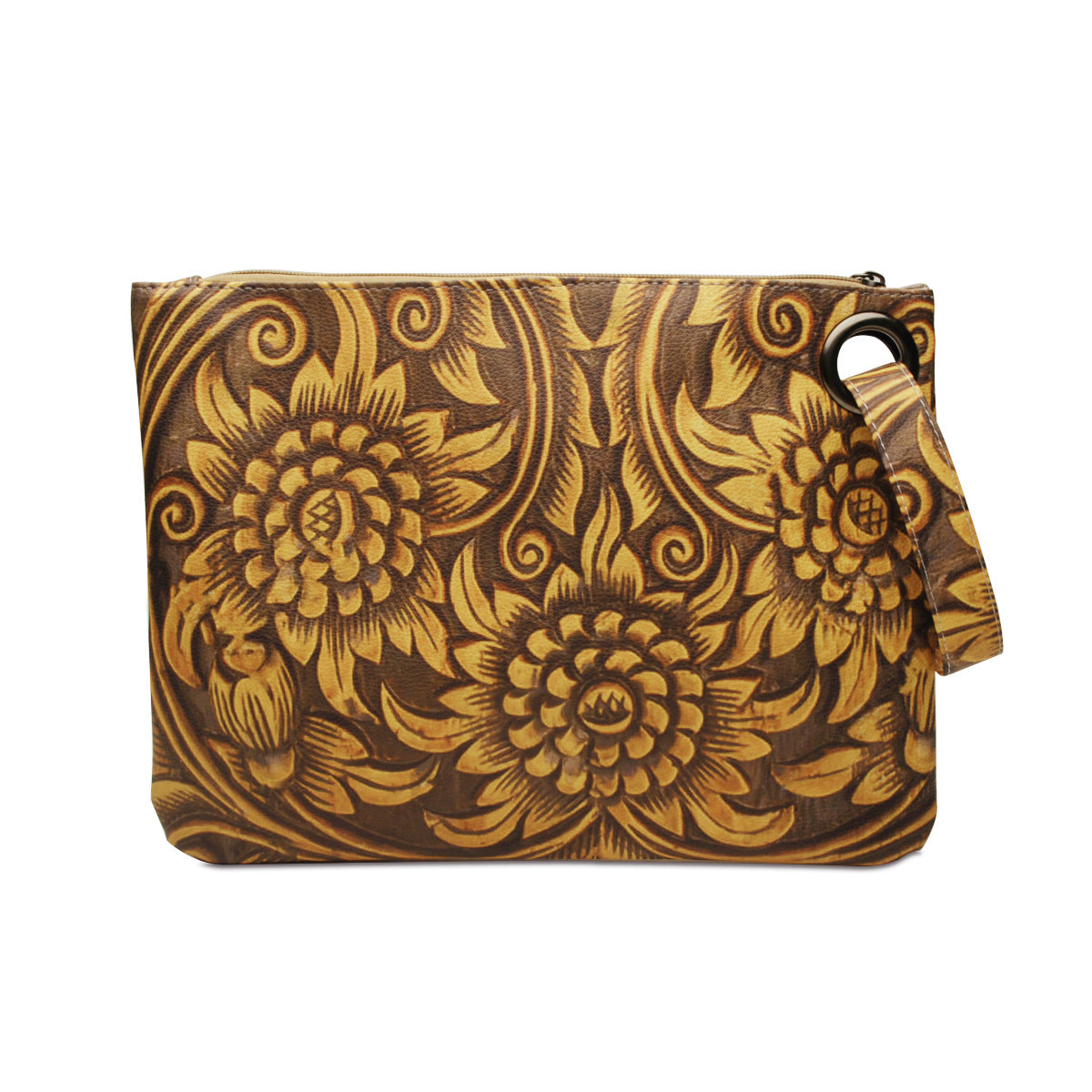 Women Sunflower Print Pu Leather Evening Clutch Bags-Handbags, Wallets & Cases-Yellow-Free Shipping Leatheretro