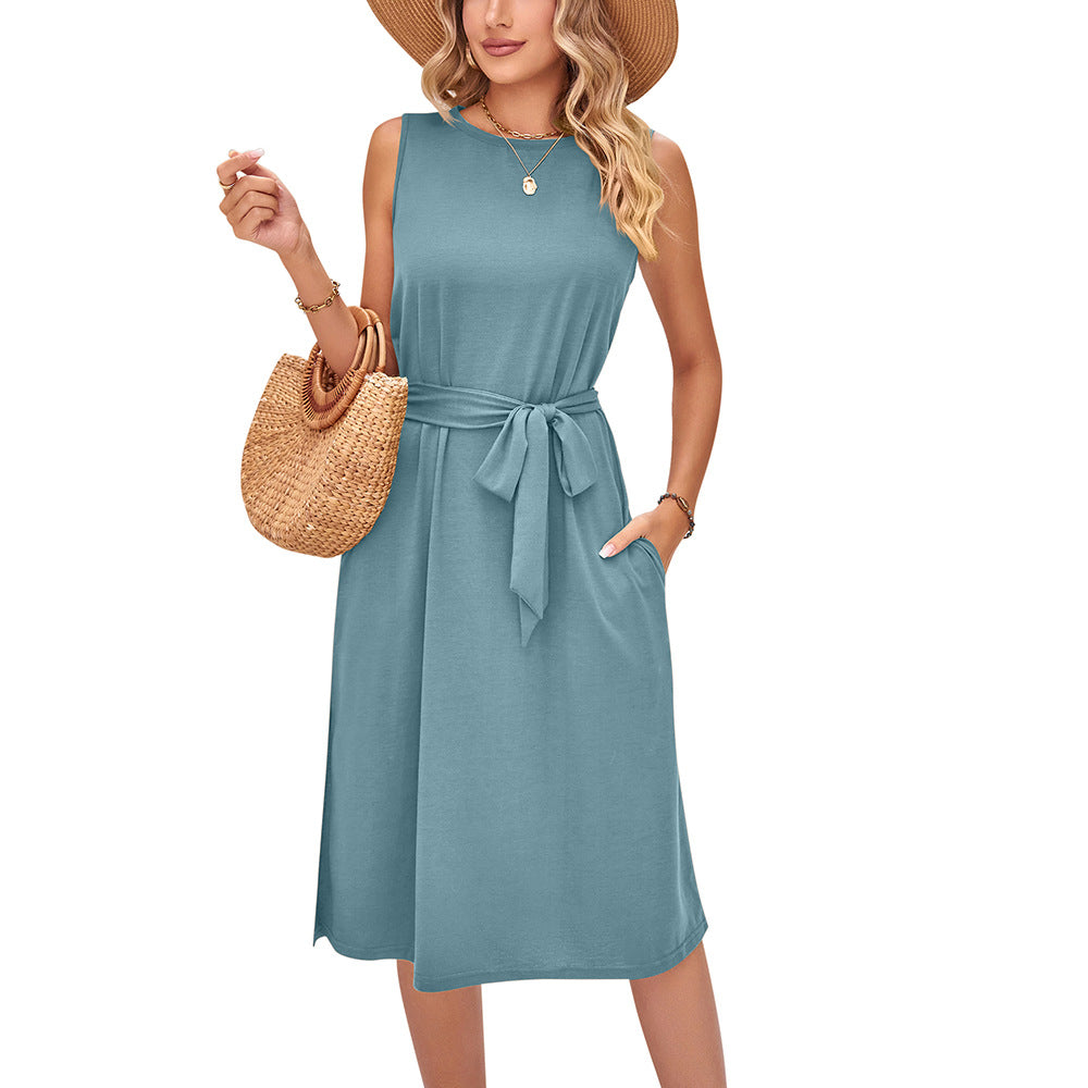 Summer Sleeveless Daily Midi Dresses-Dresses-Green-S-Free Shipping Leatheretro