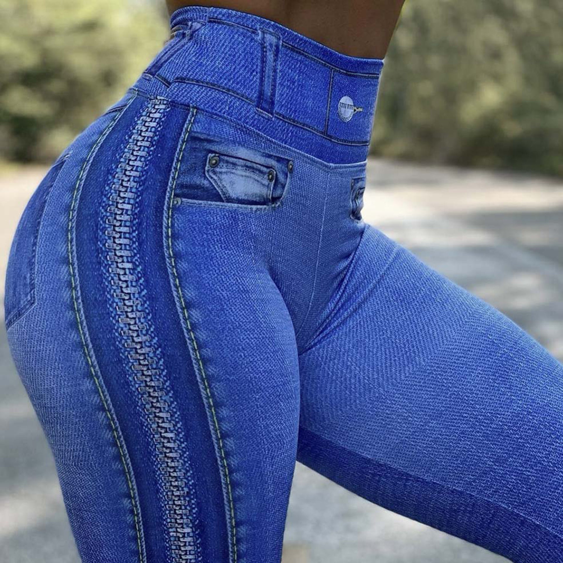 Sexy Denim Yoga Running Legging Pants for Women-Leggings-A-S-Free Shipping Leatheretro