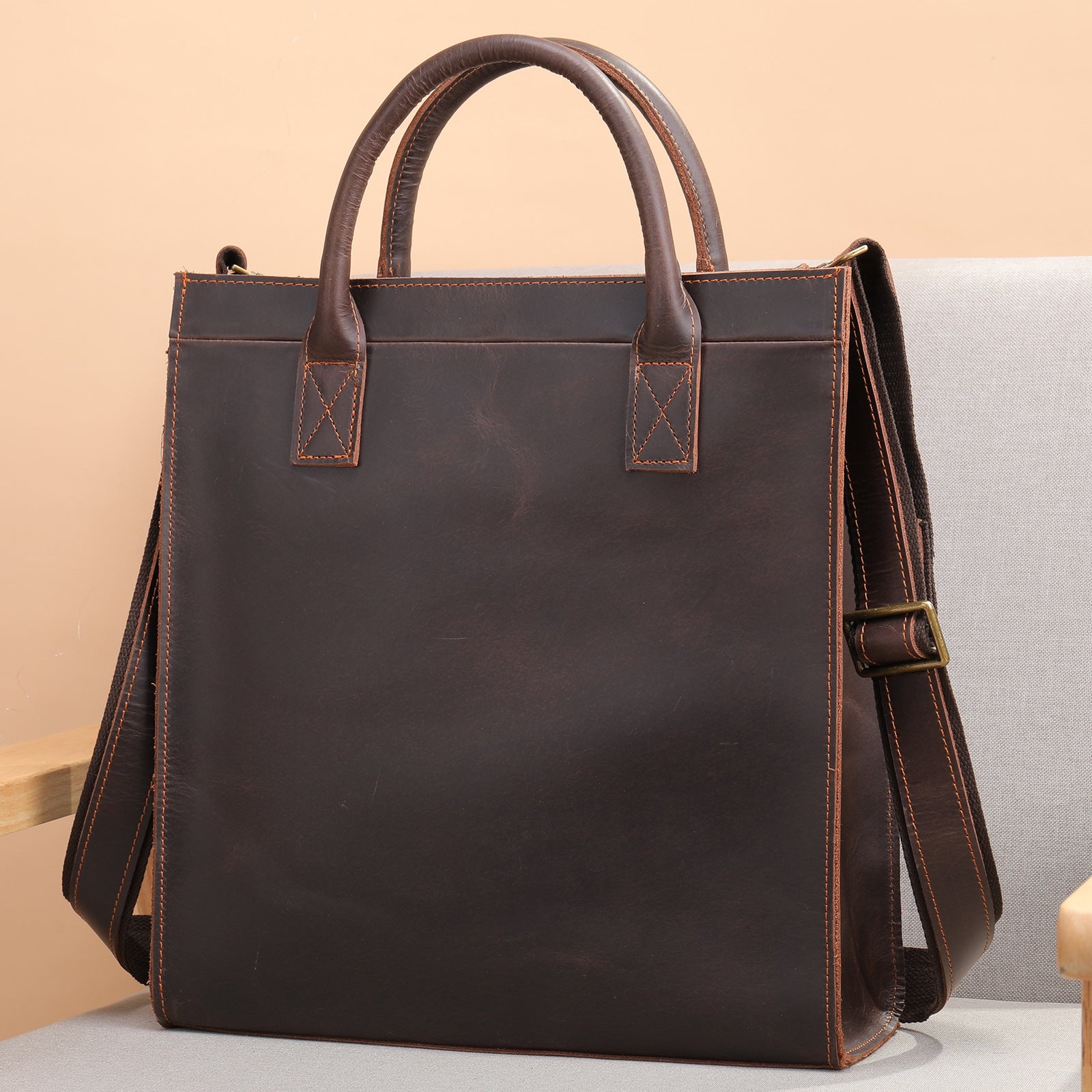 Vintage Business Leather Crossbody Bags for Men 5025-Handbags-Coffee-Free Shipping Leatheretro