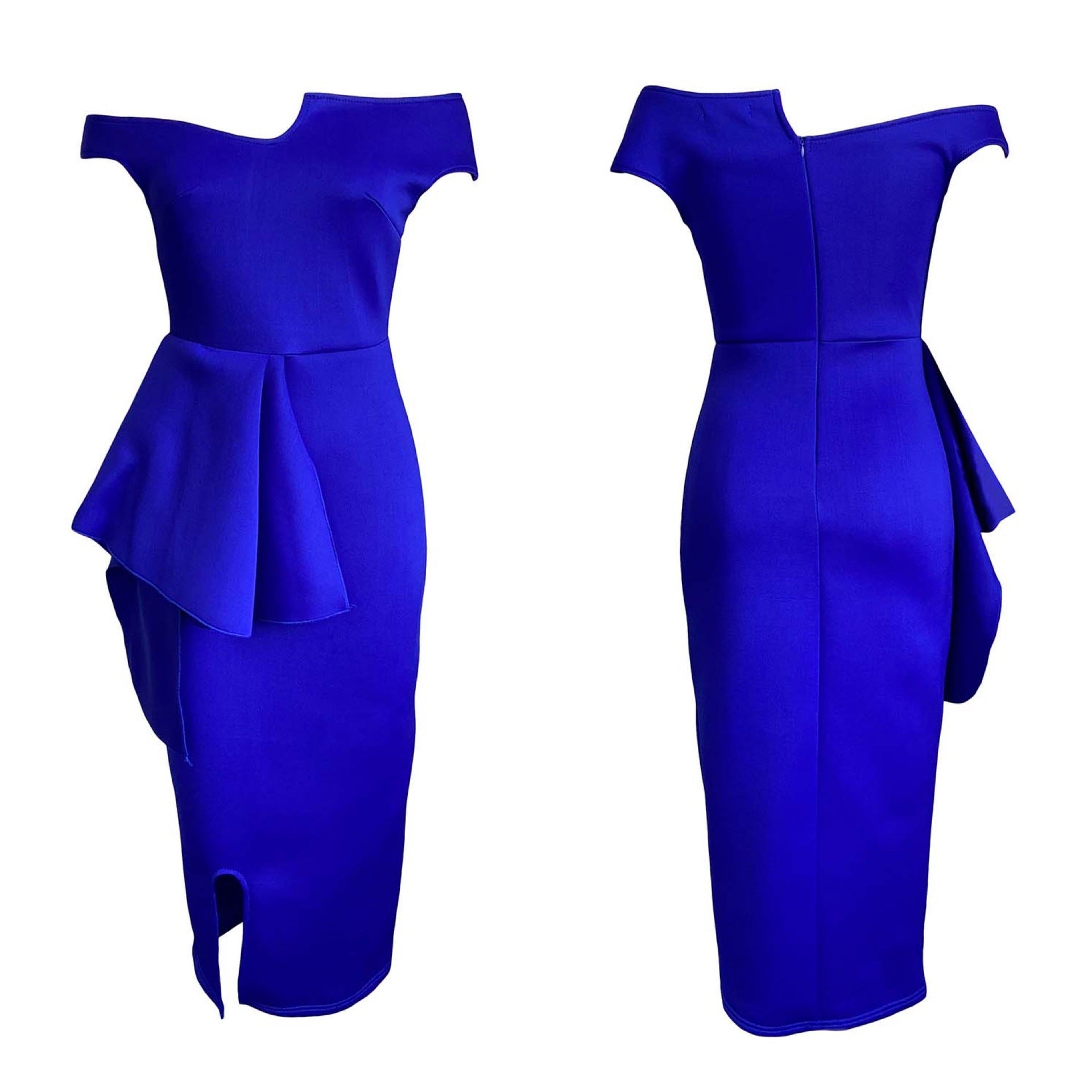 Fashion High Waist Plus Sizes Midi Party Dresses-Dresses-Blue-S-Free Shipping Leatheretro