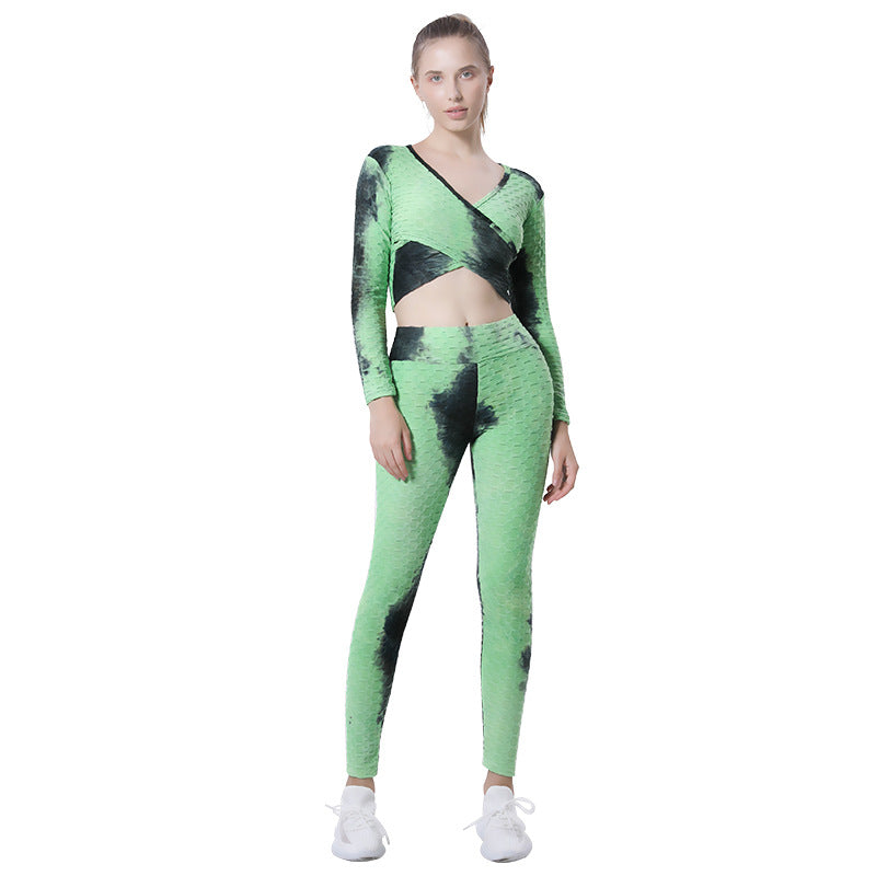 Sexy Dyed Sports Yoga Suits for Women-Activewear-Green-S-Free Shipping Leatheretro