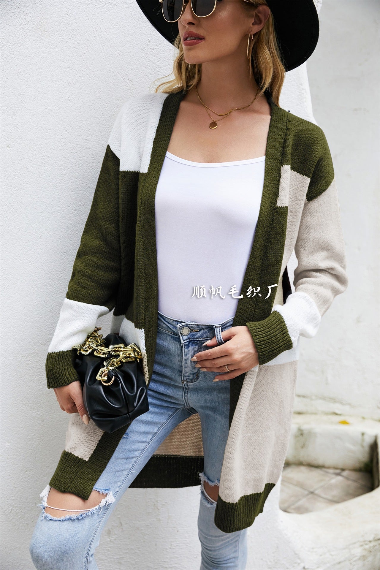 Women Plus Sizes Knitting Cardigan Coats-Shirts & Tops-Green-S-Free Shipping Leatheretro