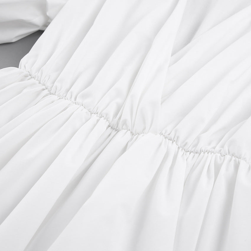 Summer Puff Sleeves Women Mini Dresses-Dresses-White-S-Free Shipping Leatheretro