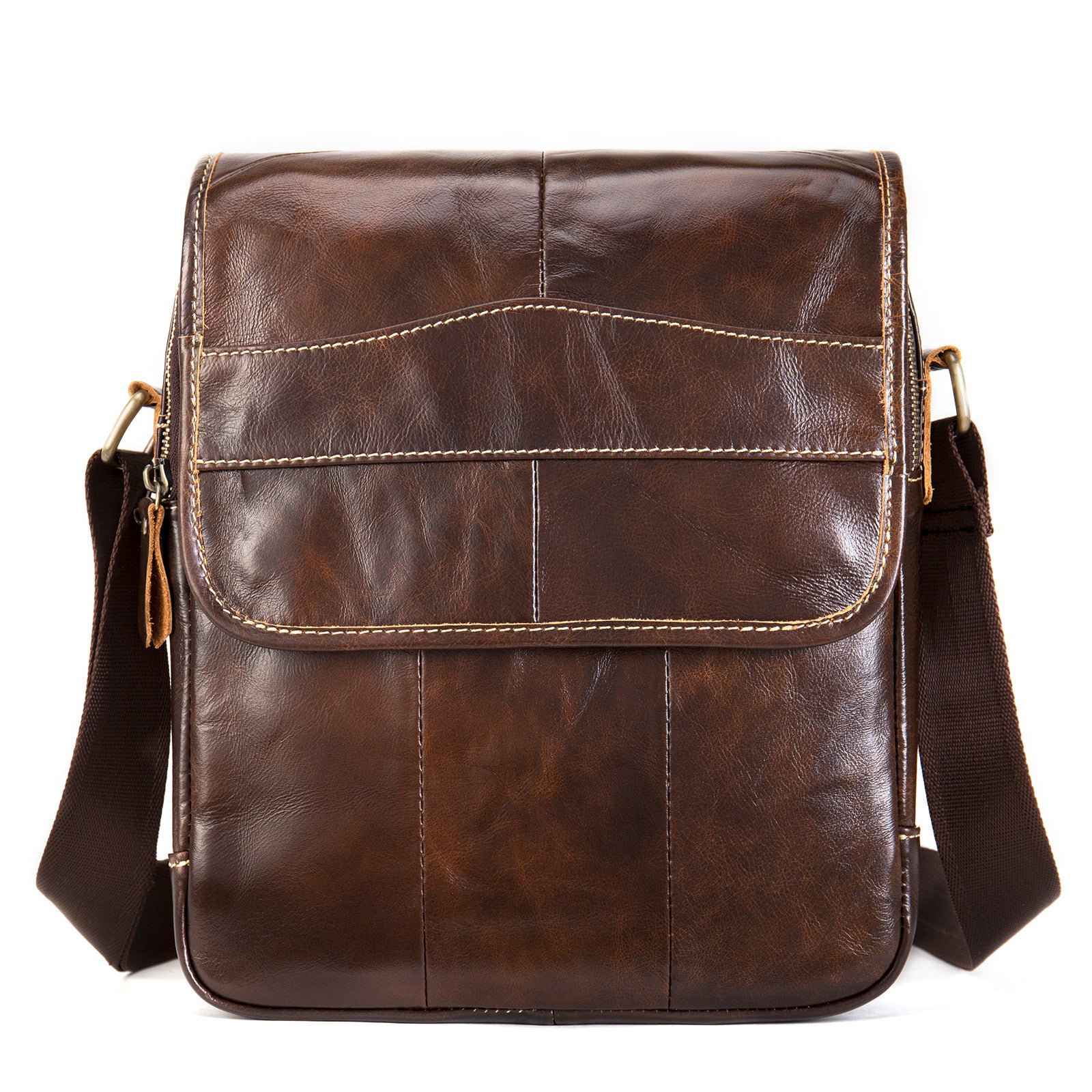 Vintage Leather Shoulder Bags for Men 1121-Handbags, Wallets & Cases-Coffee-Oil-Free Shipping Leatheretro