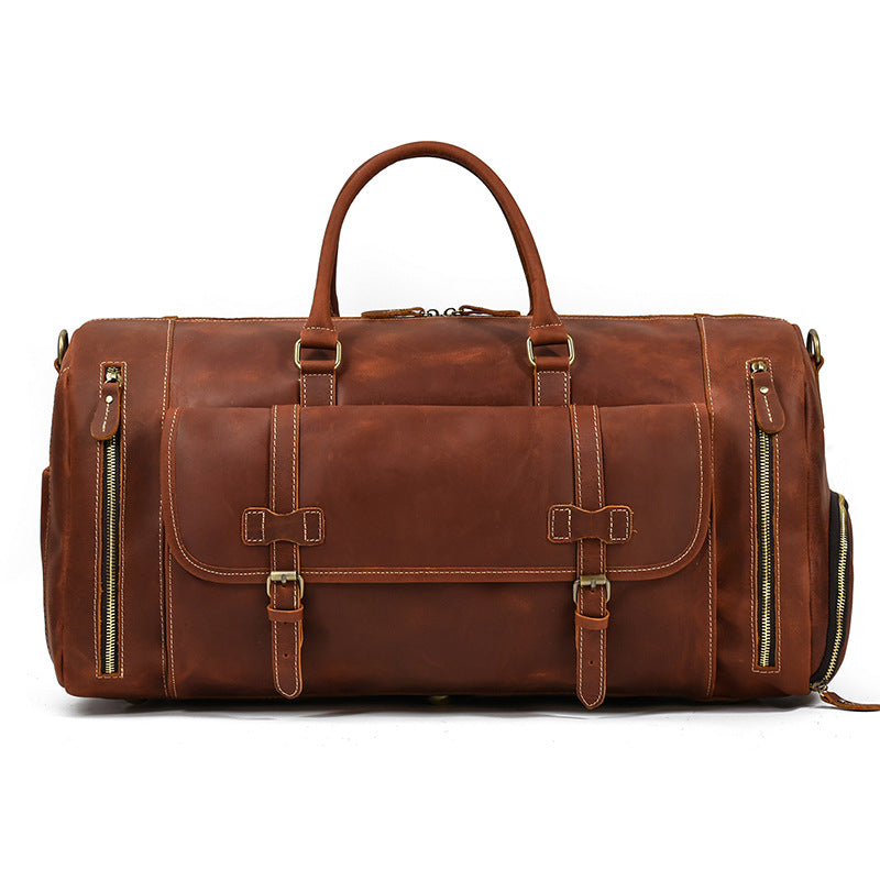 Vintage Men Leather Traveling Duffle Bags 9803-Leather Duffle Bags-Brown-Free Shipping Leatheretro